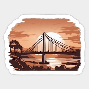 Sunset Bridge Silhouette Artwork No. 709 Sticker